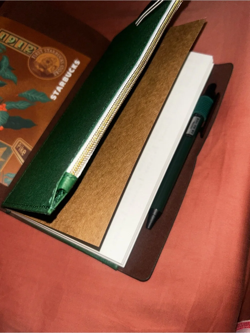 Starbucks Dark Green 2026 planner with Gold Cup Charm